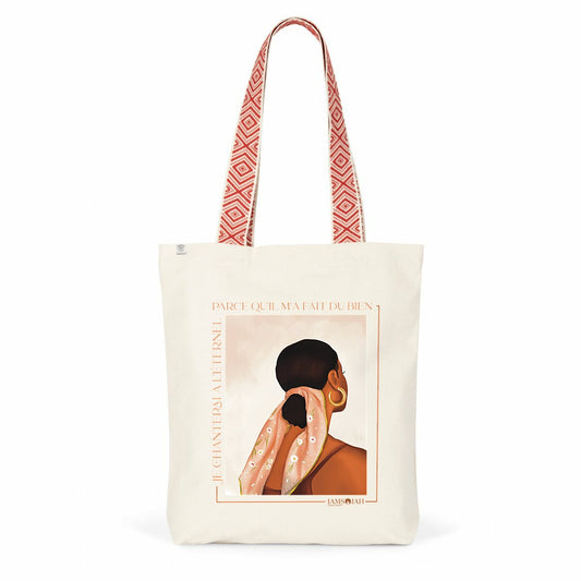 Tote bag avec anse rouge - Je Chanterai à l'Eternel